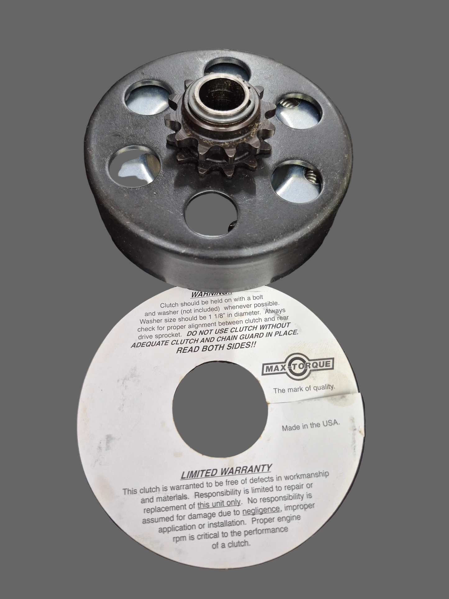 12 TOOTH MAX-TORQUE DRUM CLUTCH (5/8" SHAFT SIZE)(WILL FIT 79CC PREDATOR ENGINE)